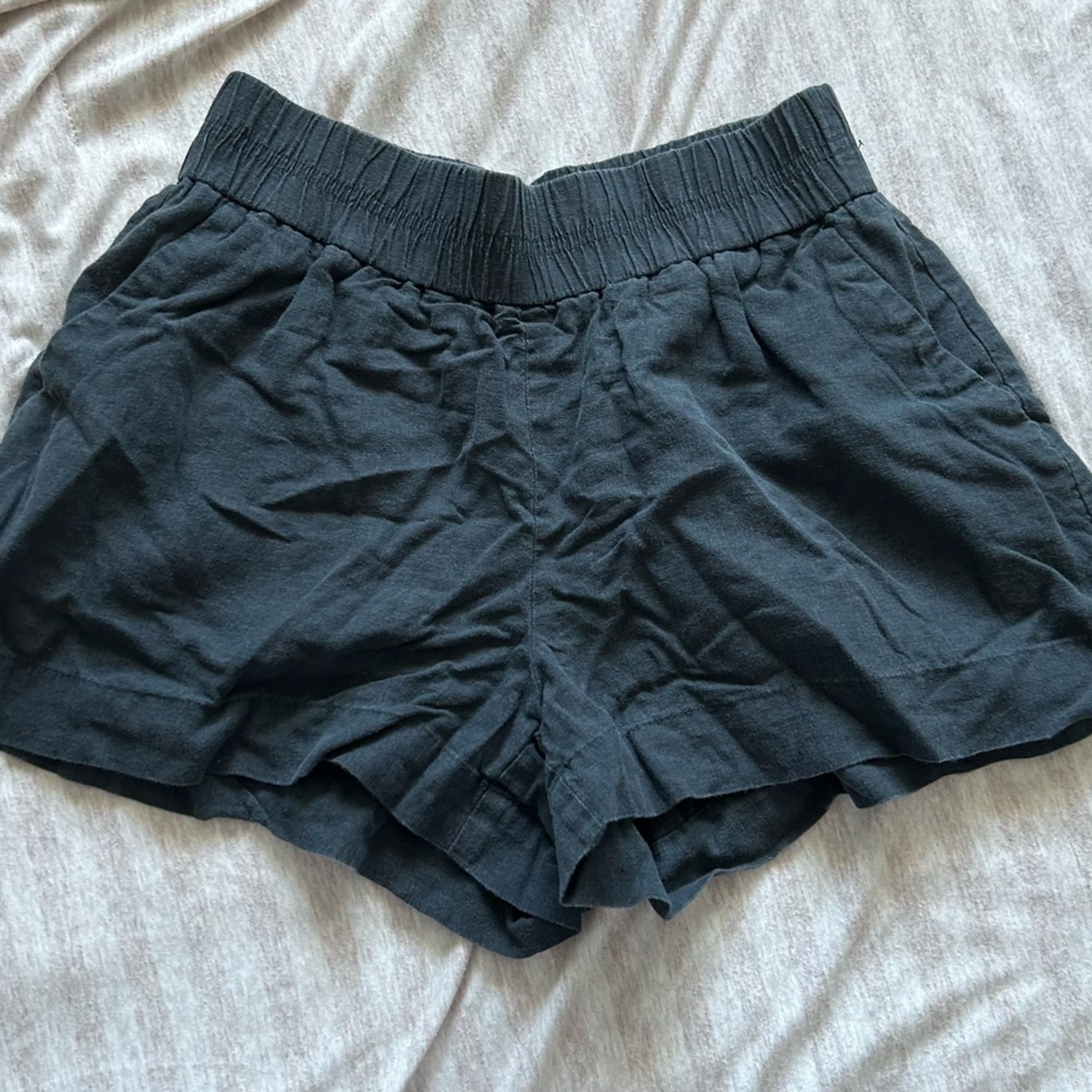 black flowy lounge shorts